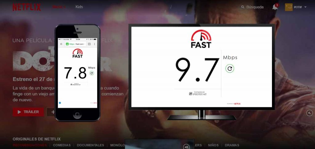 Herramienta Fast.com para calcular la velocidad de descarga de Internet