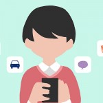 Representación gráfica de una persona utilizando aplicaciones para móvil